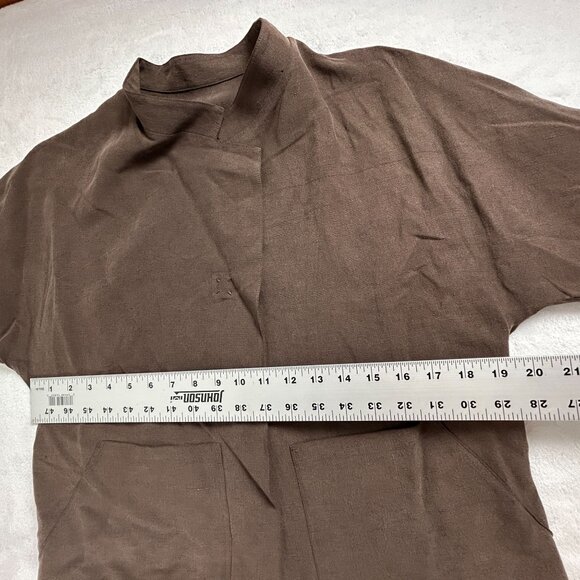 Babette Womens Brown Silk Linen Blazer Jacket Medium Pockets Lightweight USA - Picture 6 of 7